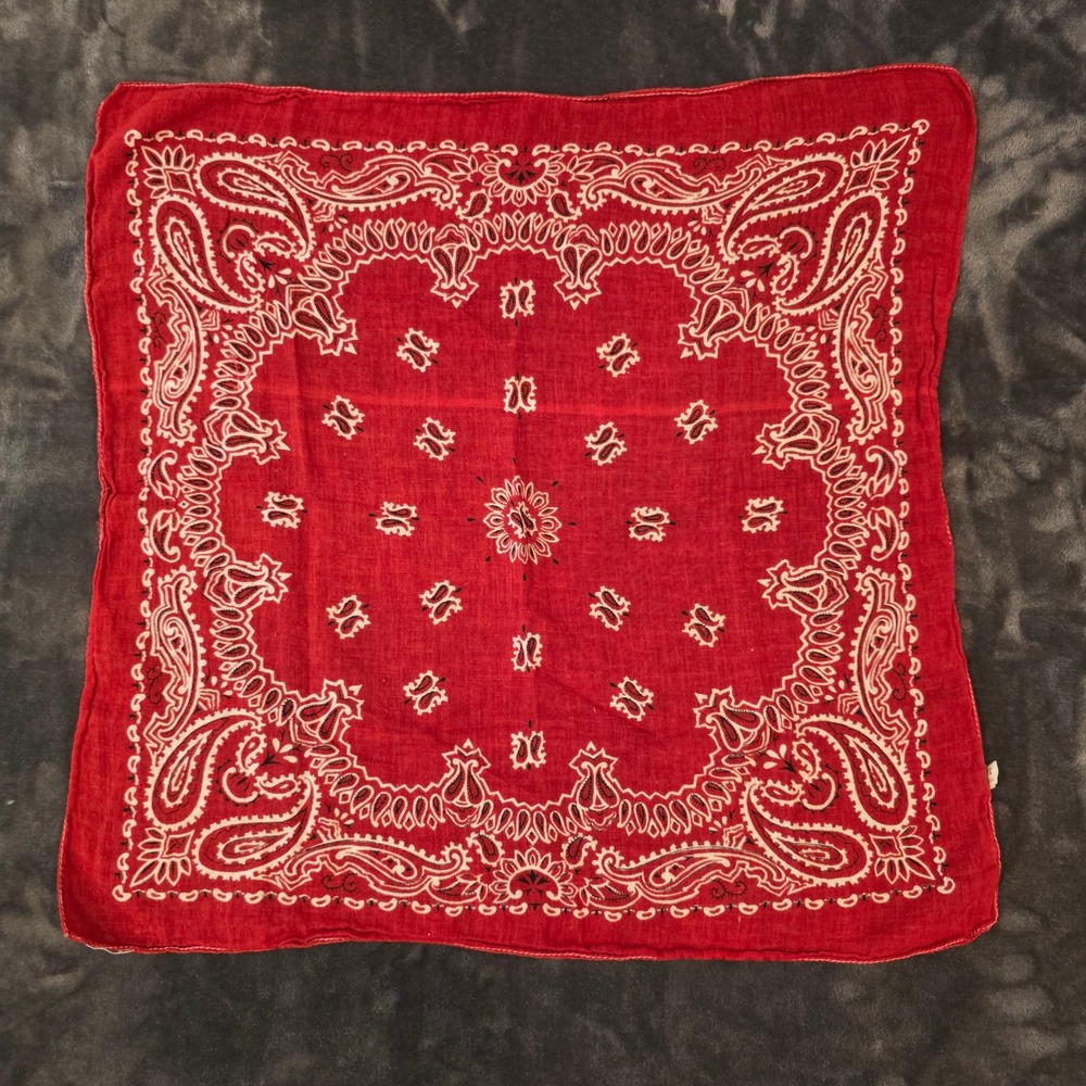 Vintage Red Paisley Bandana 100% Cotton Made in India OTC RN 95061 Western Red
